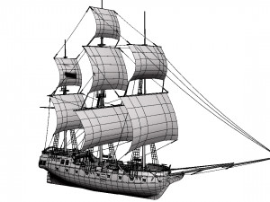 Warship brig 3D Model