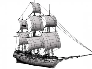 Warship brig 3D Model