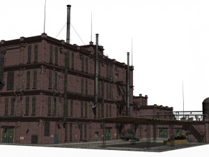 Factory brick building 3D मॉडल