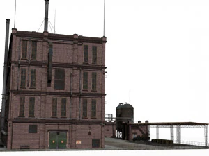 Factory brick building 3D Model