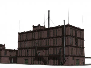 Factory brick building 3D Model