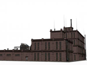 Factory brick building 3D Model