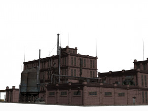 Factory brick building 3D Model