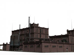 Factory brick building 3D Model