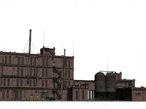 Factory brick building 3D Model