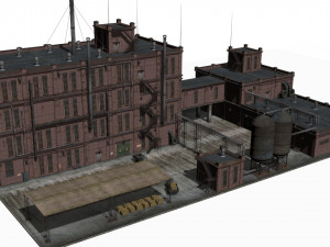 Factory brick building 3D Model