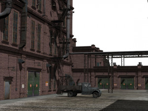 Factory brick building 3D Model