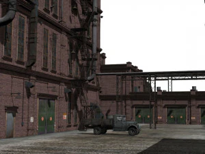 Factory brick building 3D Model