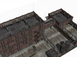 Factory brick building 3D Model