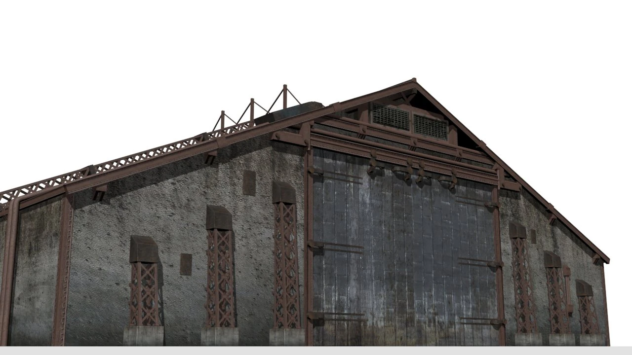 Hangar de concreto Modelo 3D .c4d .max .obj .3ds .fbx .stl .blend 
