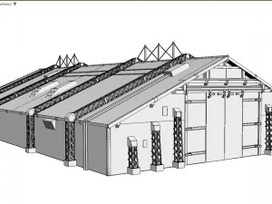 Hangar de concreto Modelo 3D