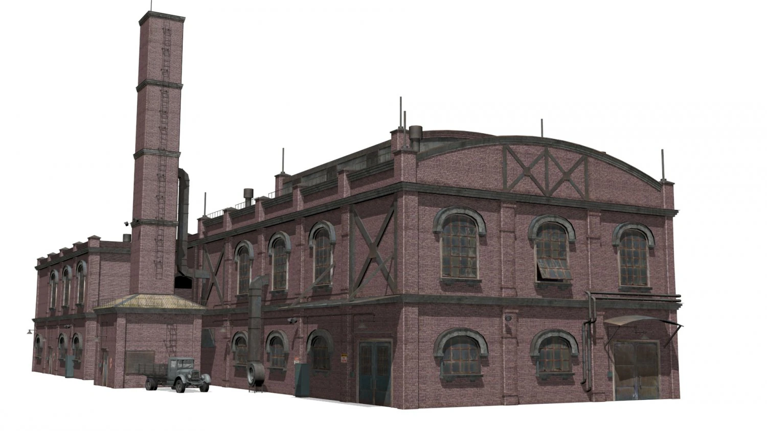 Old brick factory 3D Model .c4d .max .obj .3ds .fbx .stl .blend