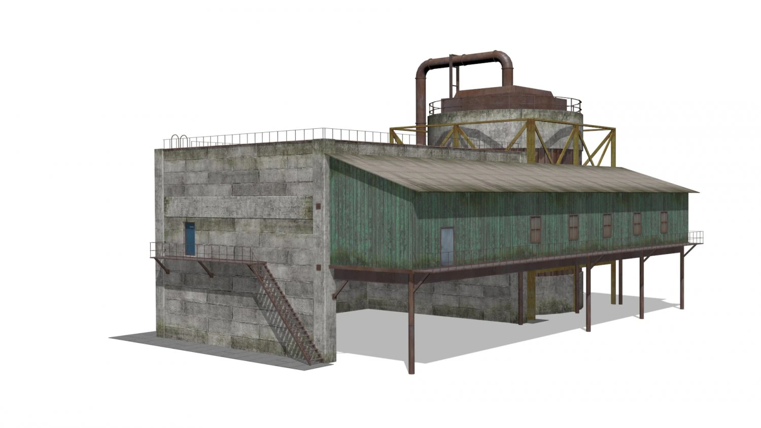 Concrete building 3D Model .c4d .max .obj .3ds .fbx .stl .blend