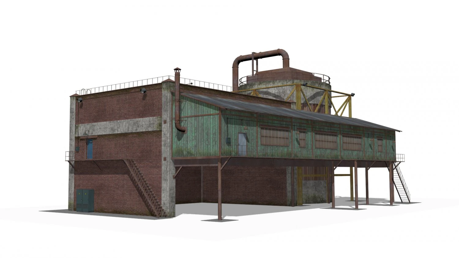 Pumping station 3D Model .c4d .max .obj .3ds .fbx .stl .blend 