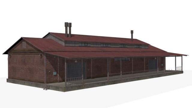 Brick warehouse 3D Model .c4d .max .obj .3ds .fbx .stl .blend 