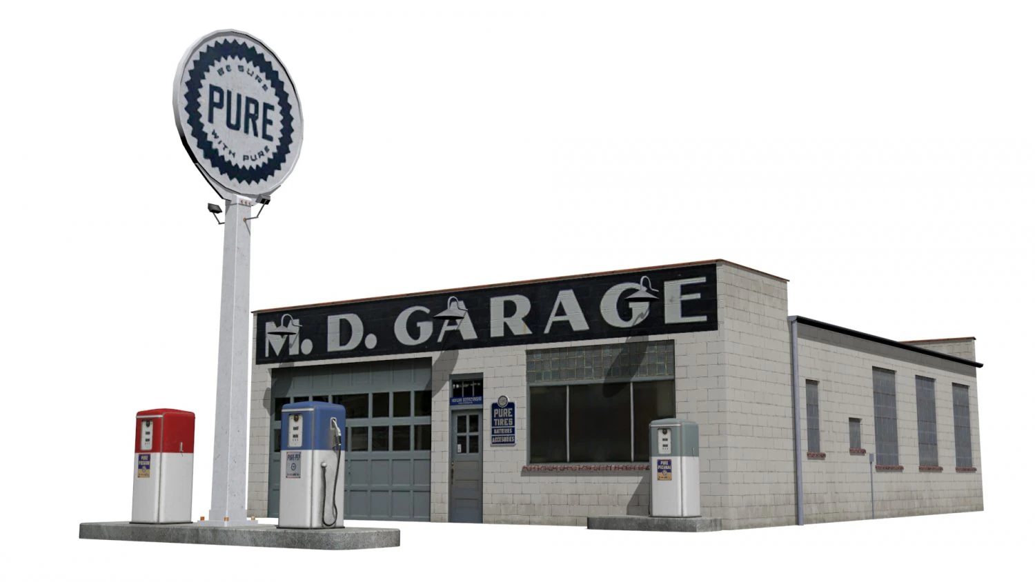 Gas station 3D Model .c4d .max .obj .3ds .fbx .stl .blend 