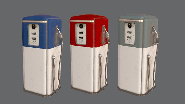 Old gas pump Model 3D .c4d .max .obj .3ds .fbx .stl .blend 