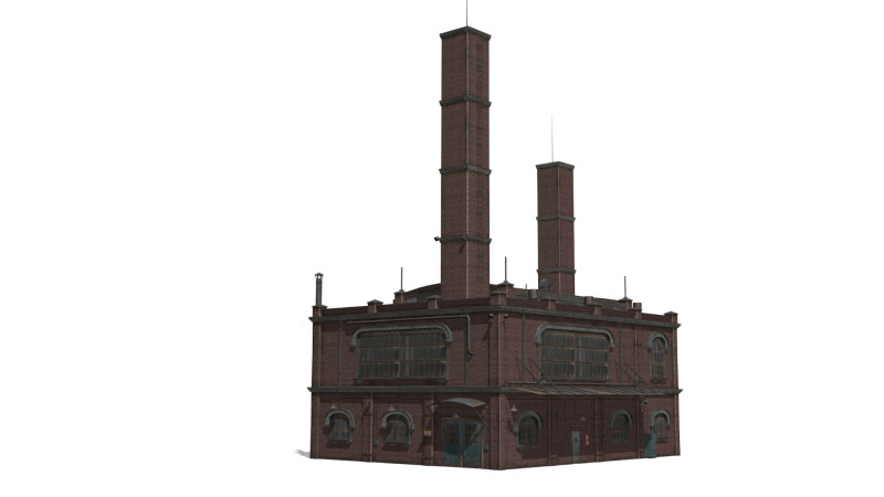 Old brick factory 3D Model .c4d .max .obj .3ds .fbx .stl .blend 