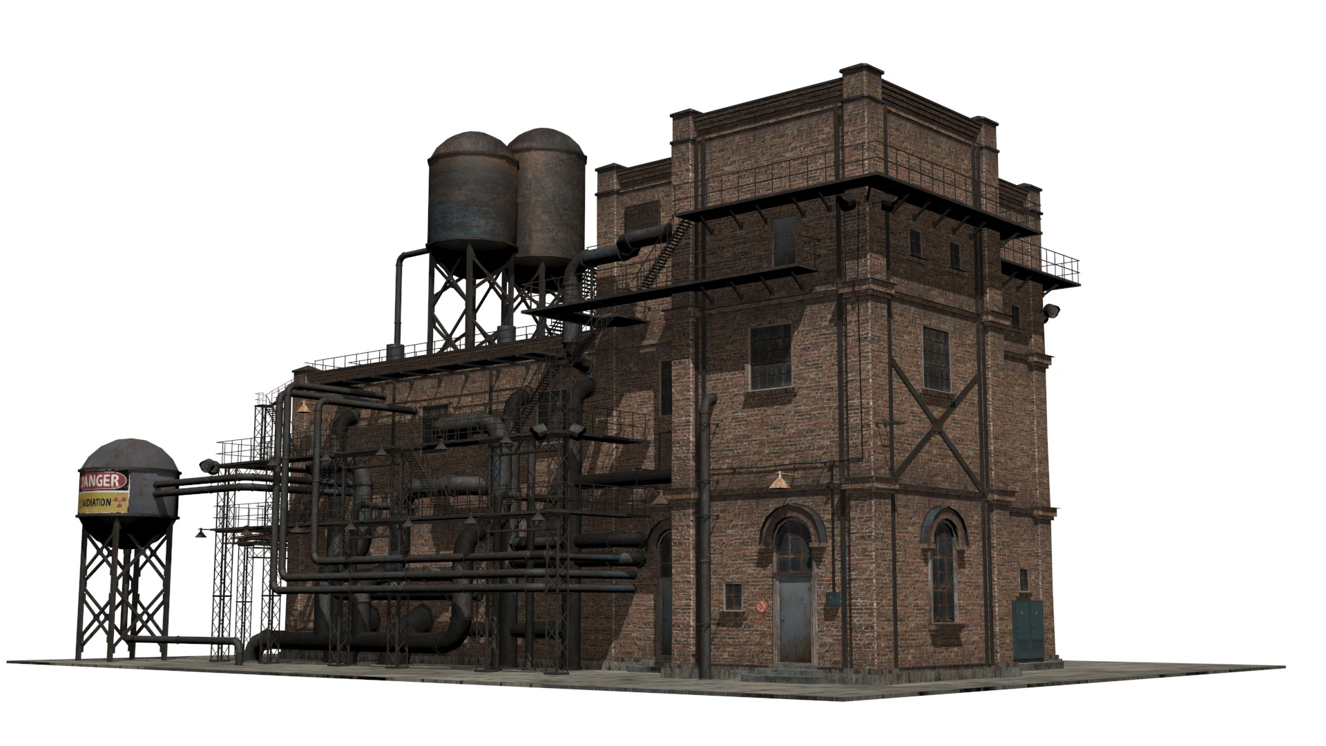 Old industrial building 3D Model .c4d .max .obj .3ds .fbx .stl .blend 