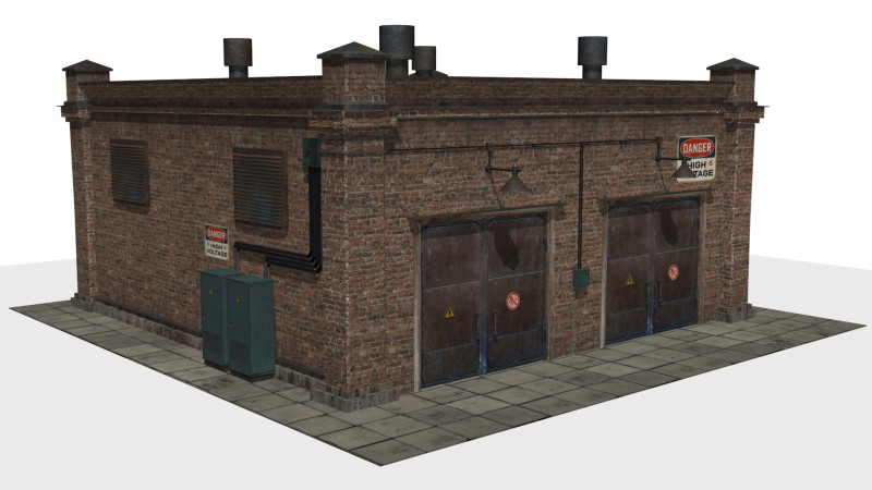 Electrical substation 3D Модель .c4d .max .obj .3ds .fbx .stl .blend 
