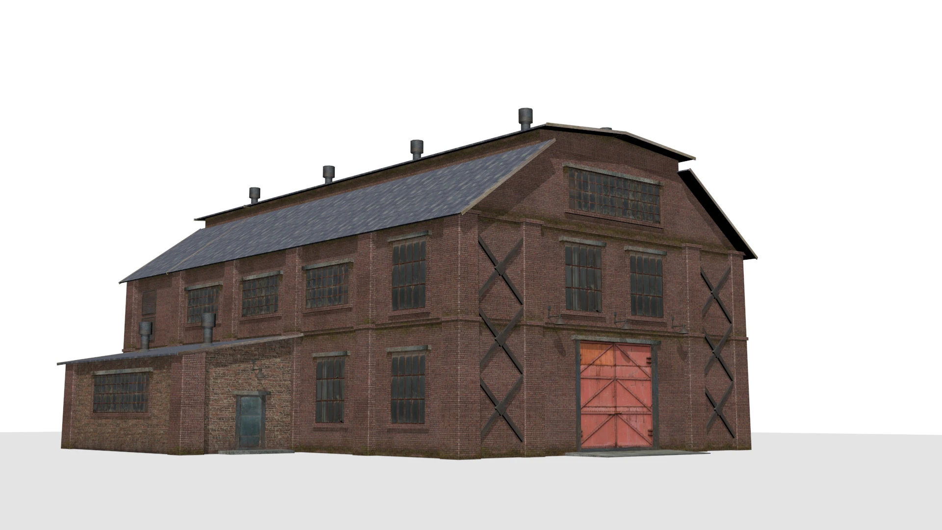 Brick warehouse 3D Model .c4d .max .obj .3ds .fbx .stl .blend 