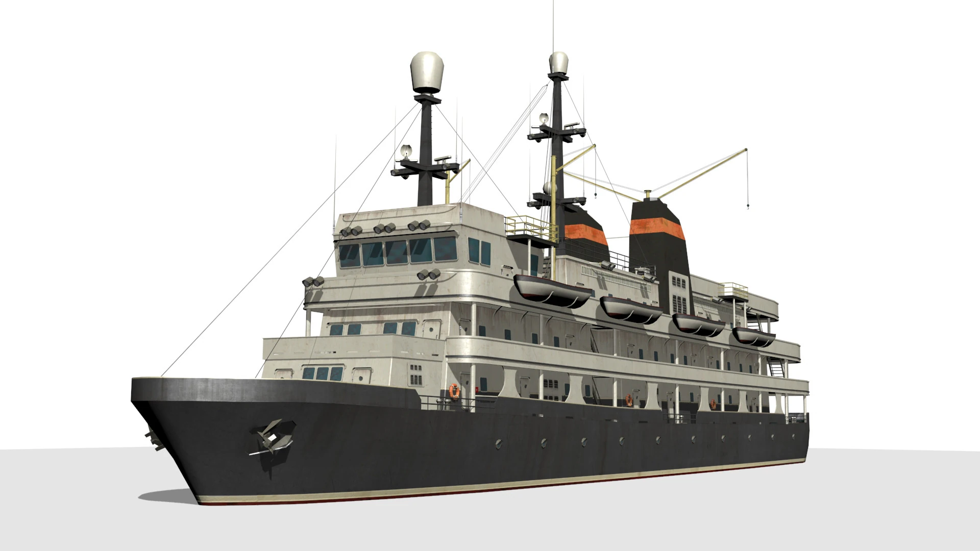 Old steamboat 3D Model .c4d .max .obj .3ds .fbx .stl .blend 