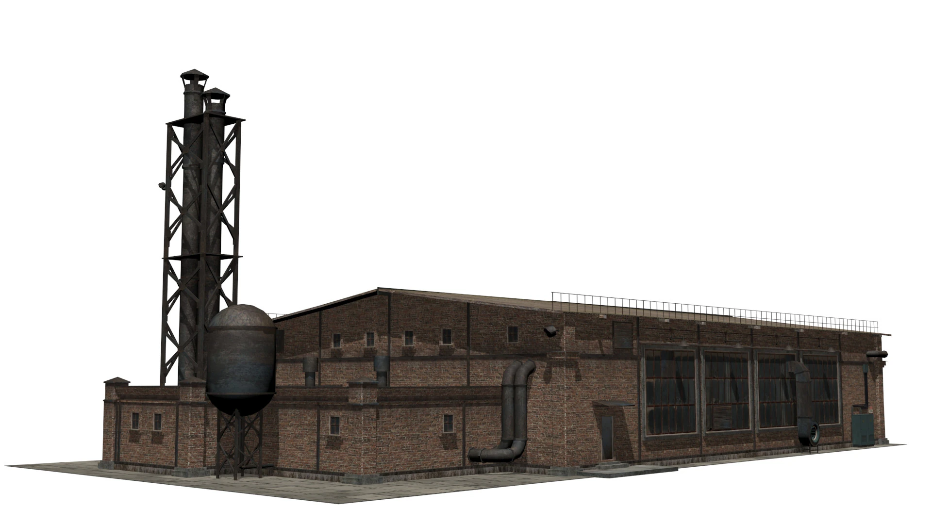 Old industrial building 3D Model .c4d .max .obj .3ds .fbx .stl .blend 