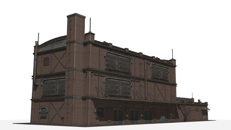 Antigo edifício industrial Modelo 3D .c4d .max .obj .3ds .fbx .stl .blend