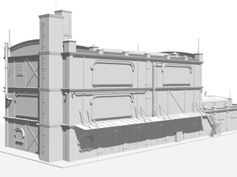 Antigo edif&iacute;cio industrial Modelo 3D