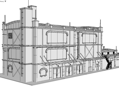 Antigo edif&iacute;cio industrial Modelo 3D
