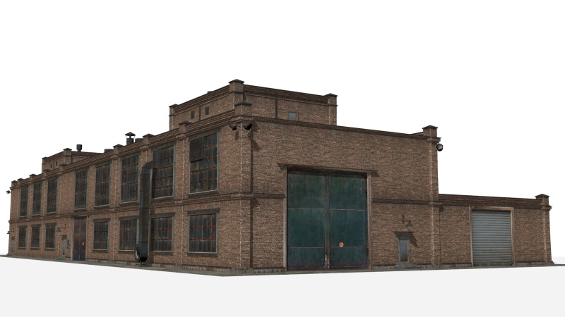 Antigo edifício industrial Modelo 3D .c4d .max .obj .3ds .fbx .stl .blend