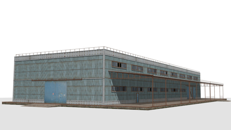 Metal building 3D Model .c4d .max .obj .3ds .fbx .stl .blend 