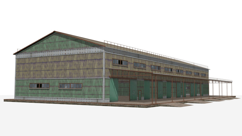 Metal warehouse 3D Model .c4d .max .obj .3ds .fbx .stl .blend 