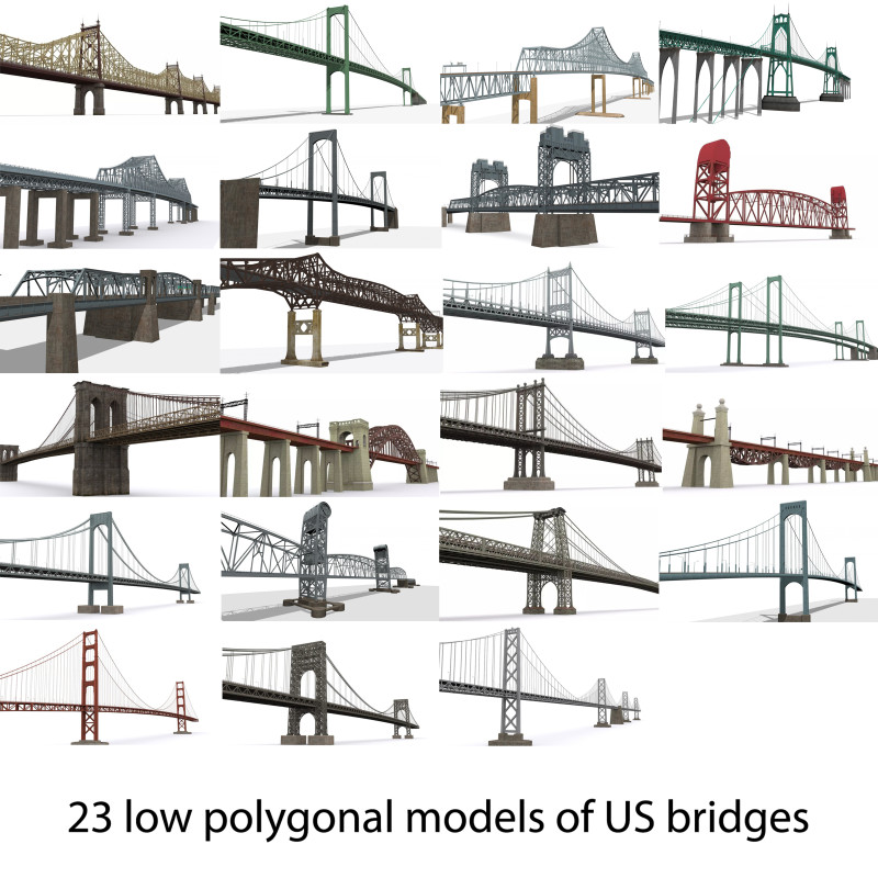 Pontes EUA Modelo 3D .c4d .max .obj .3ds .fbx .stl .blend 
