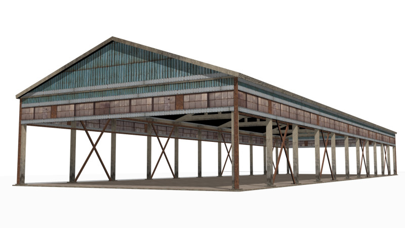 Ancien b&acirc;timent industriel Modèle 3D .c4d .max .obj .3ds .fbx .stl .blend 