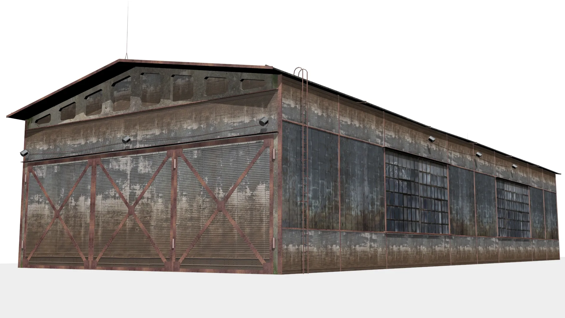 Hangar old rusty 3D Model .c4d .max .obj .3ds .fbx .stl .blend 