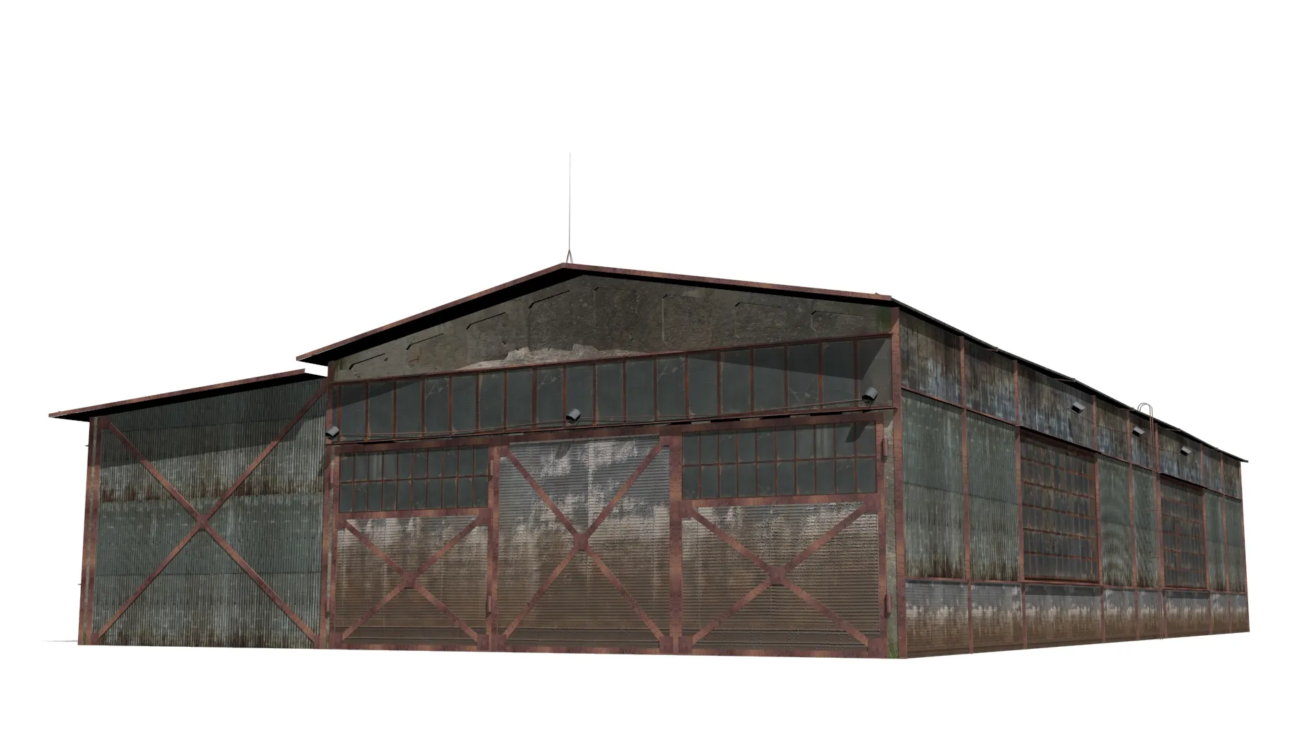 Hangar old rusty 3D Model .c4d .max .obj .3ds .fbx .stl .blend 