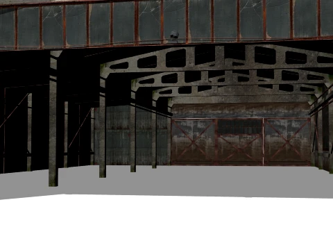 Hangar old rusty 3D Model
