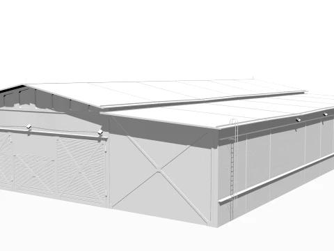 Hangar old rusty 3D Model