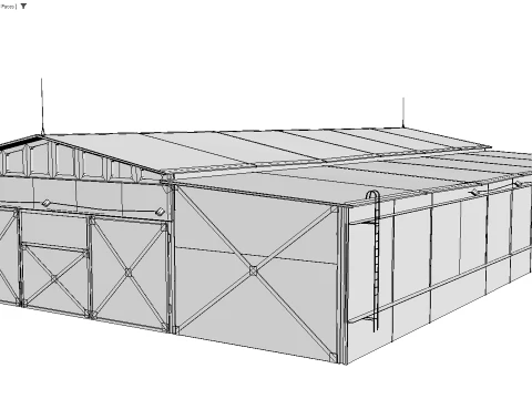 Hangar old rusty 3D Model