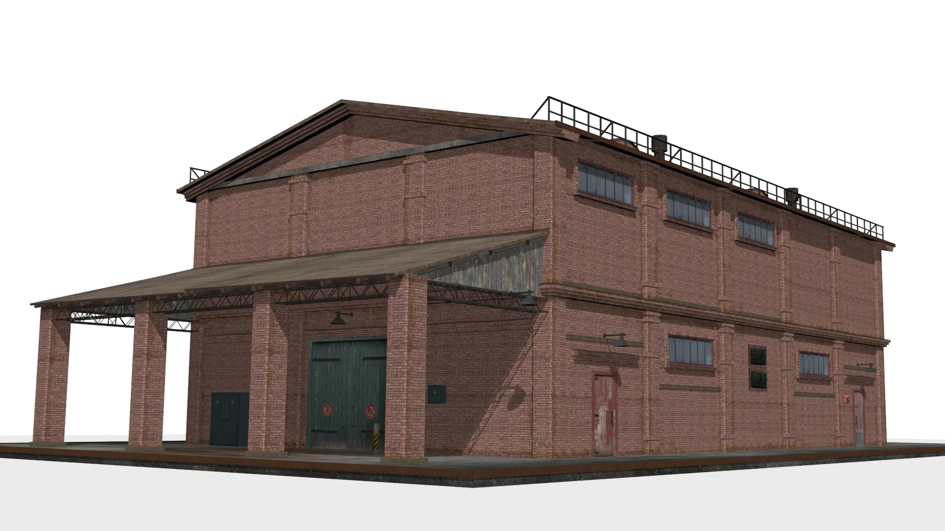 Old brick warehouse 3D Model .c4d .max .obj .3ds .fbx .stl .blend 