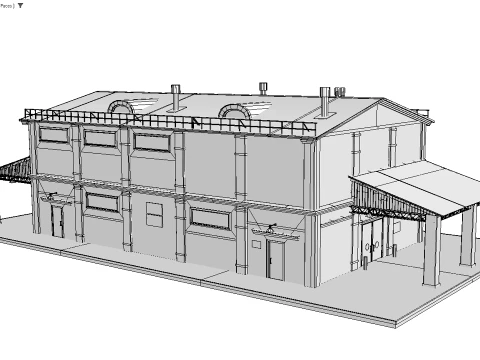 Old brick warehouse 3D Model