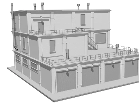 Old brick warehouse 3D Model