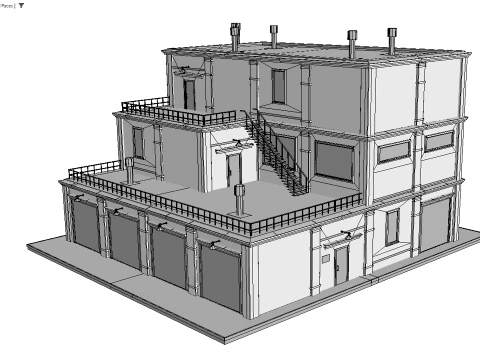 Old brick warehouse 3D Model