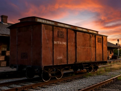 Old railway carriage 3D Model