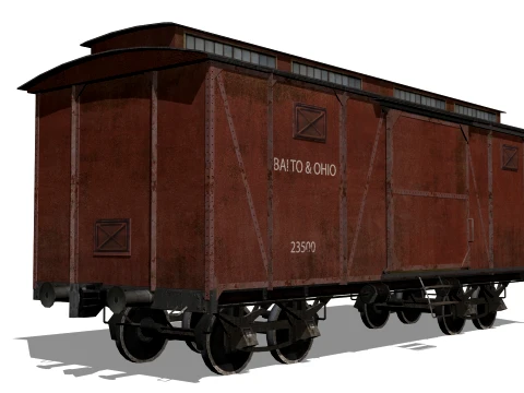 Old railway carriage 3D Model