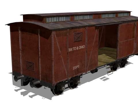 Old railway carriage 3D Model