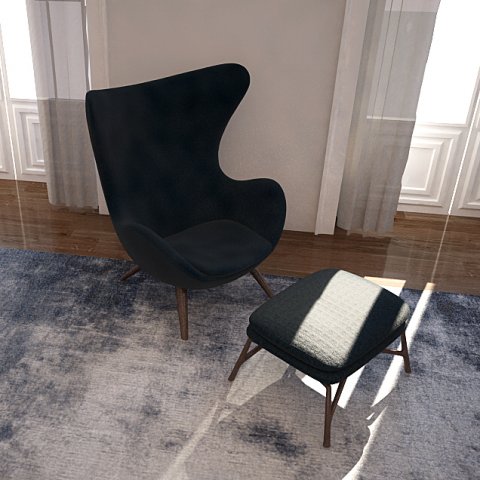 modern highchair  ottoman Modelo 3D .c4d .max .obj .3ds .fbx .stl .blend 