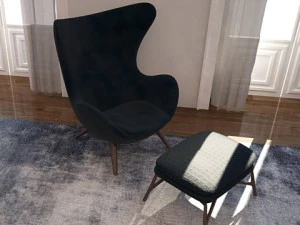 moderne Hochstuhl-Ottomane 3D Modell