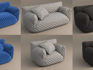 nuvola sofa 3 sizes 3D Model